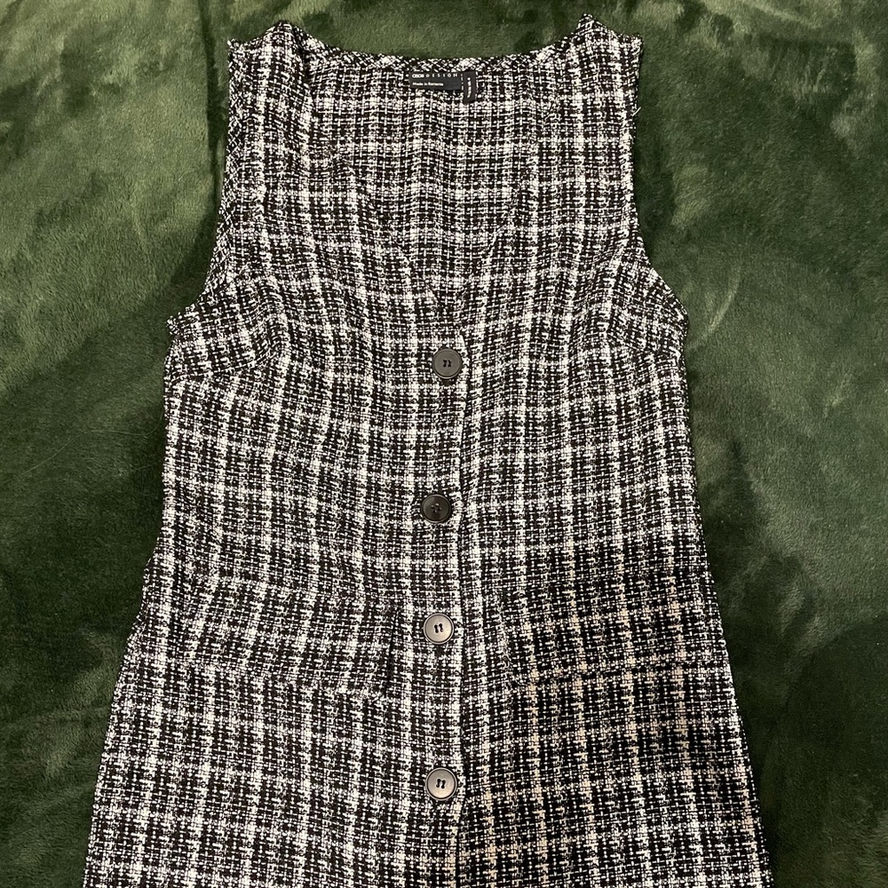 Tweed Black & White Pinafore Dress